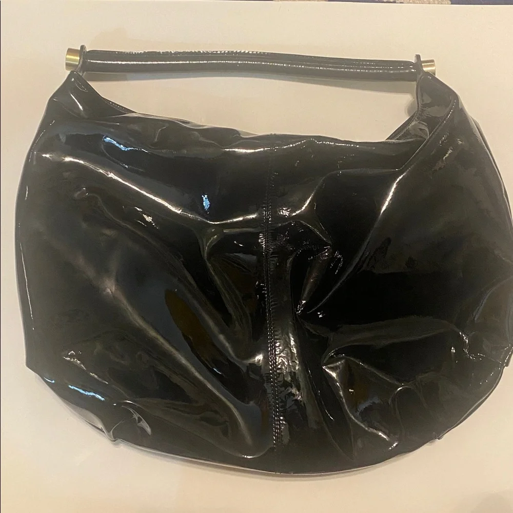 Authentic Arcadia Large Black Renee Patent Leather Hobo Style 8116